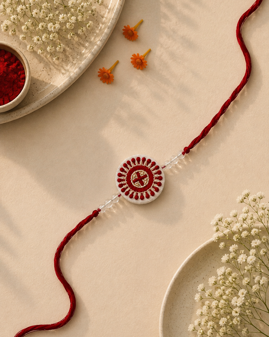Chikankari Red Rakhi