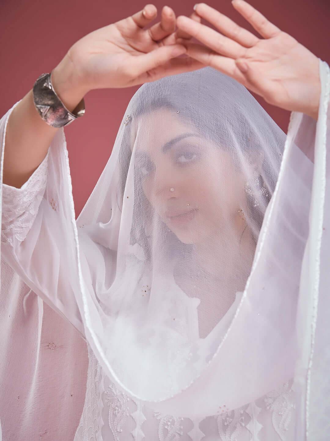 JHILMIL Mukaish Chiffon Dupatta - KRI CHIKANKARI