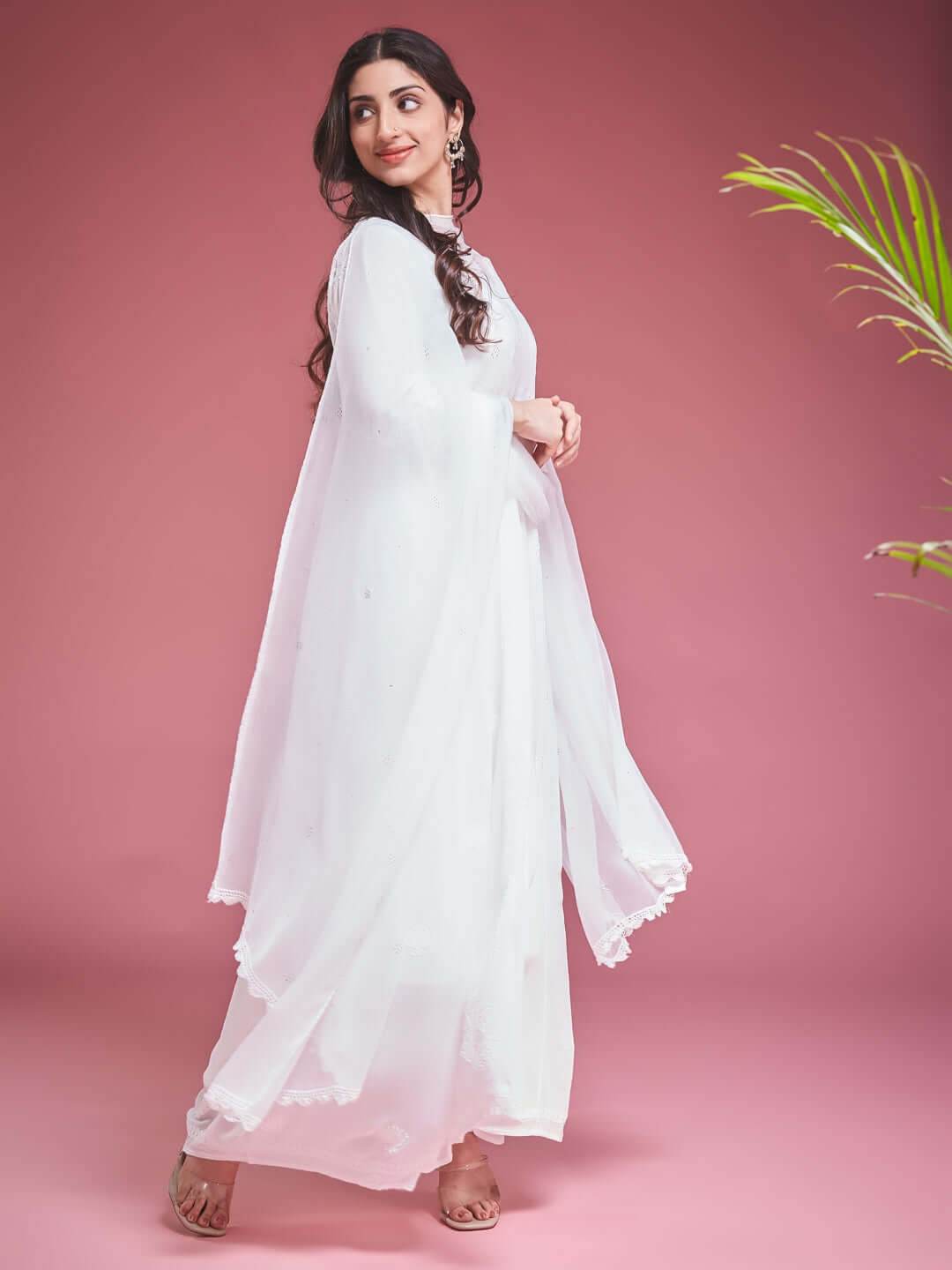 JHILMIL Mukaish Chiffon Dupatta - KRI CHIKANKARI