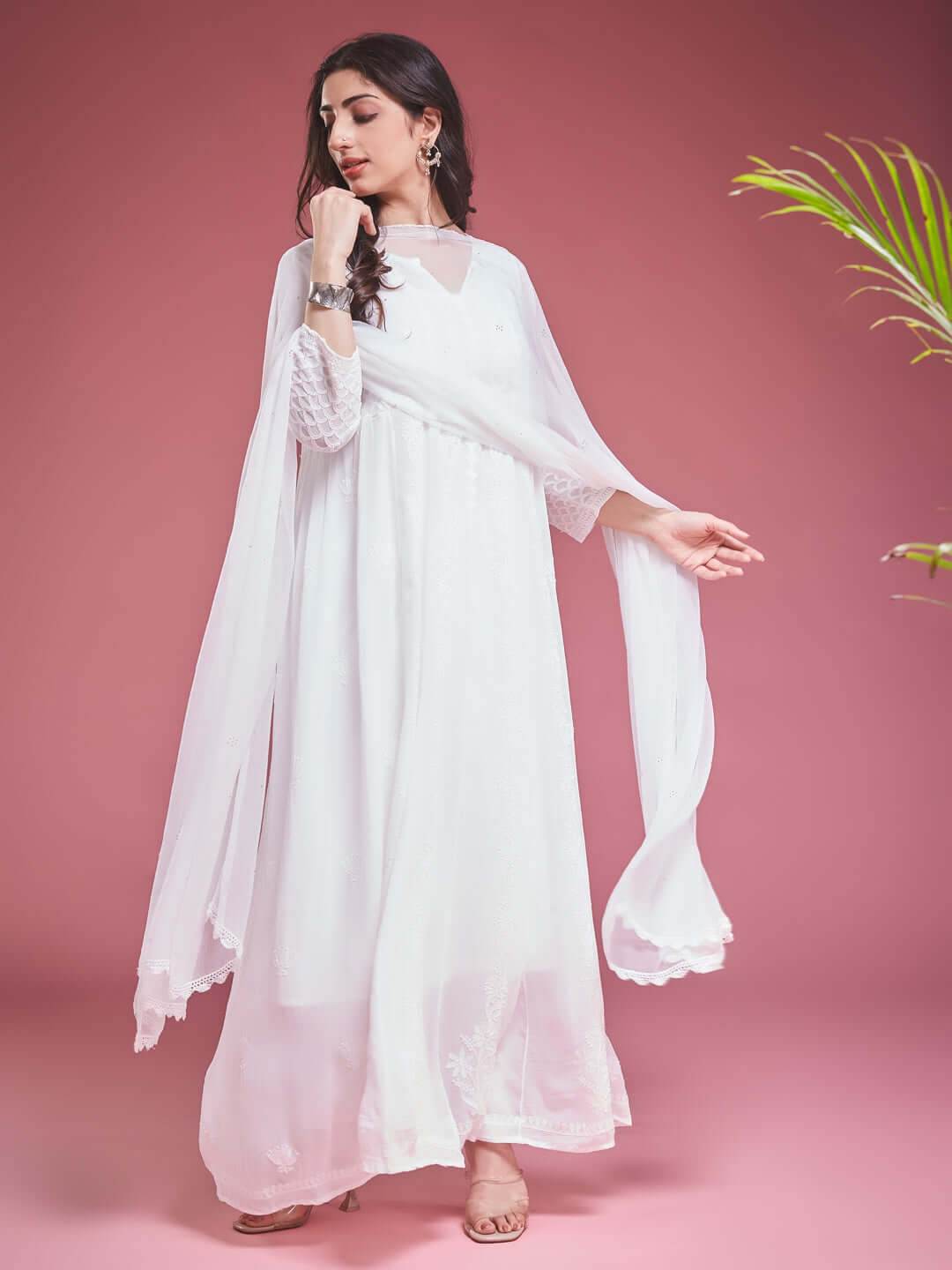 JHILMIL Mukaish Chiffon Dupatta - KRI CHIKANKARI