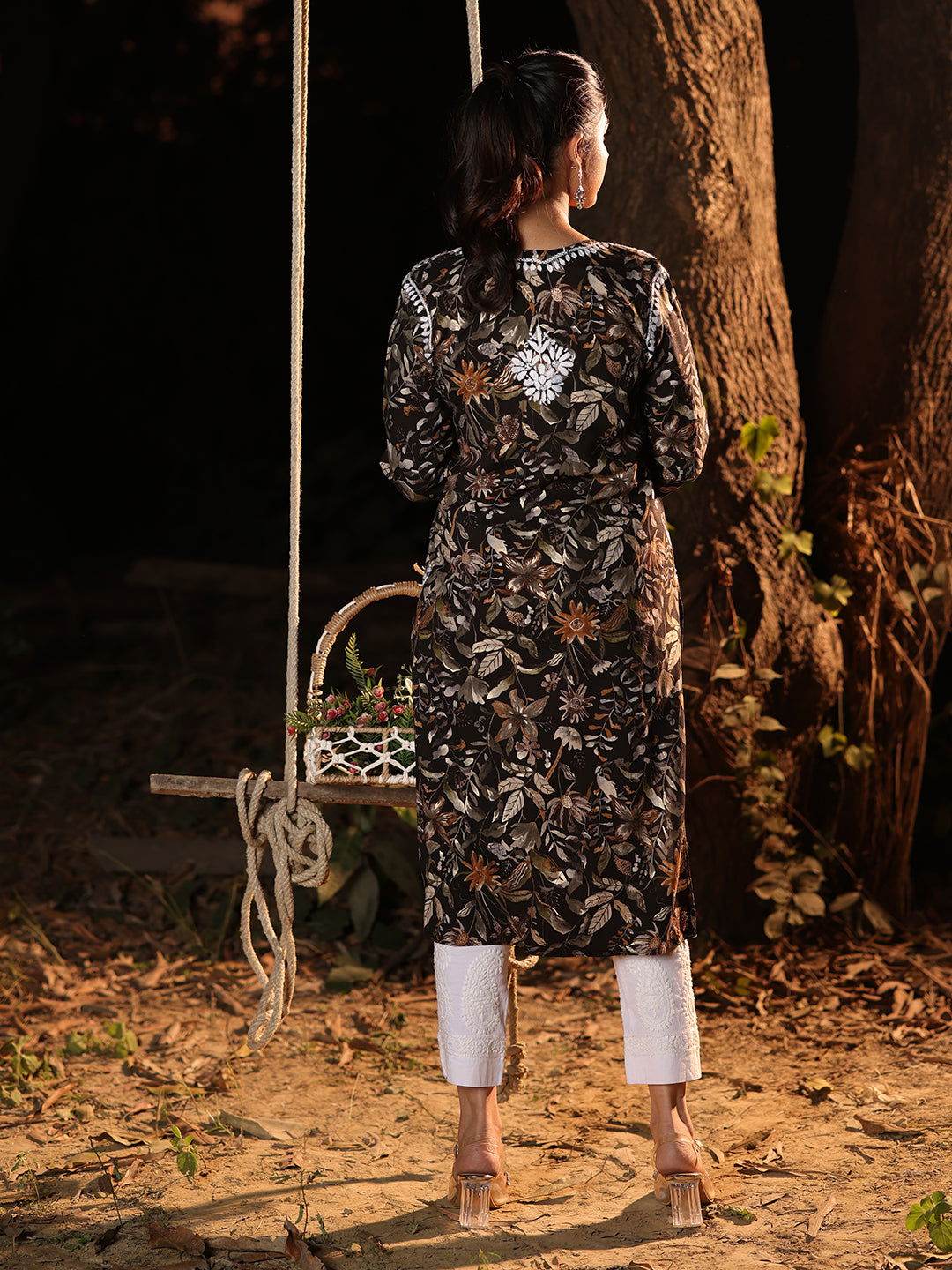 KANEEZ Chikankari Rayon Printed Kurta - KRI CHIKANKARI