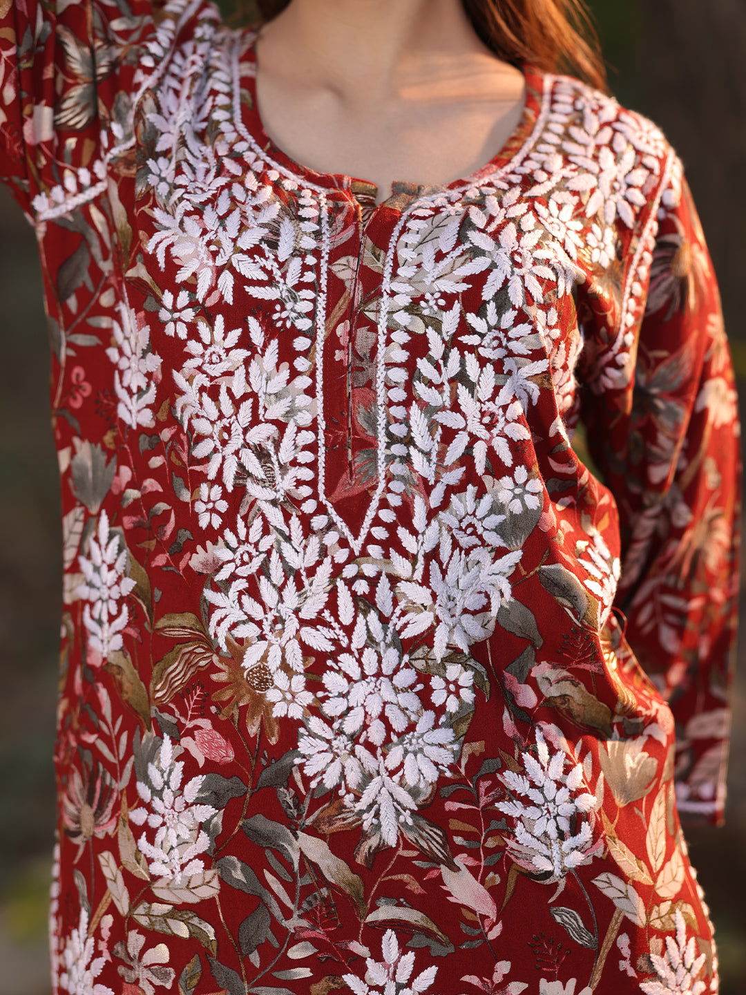 KANEEZ Chikankari Rayon Printed Kurta - KRI CHIKANKARI