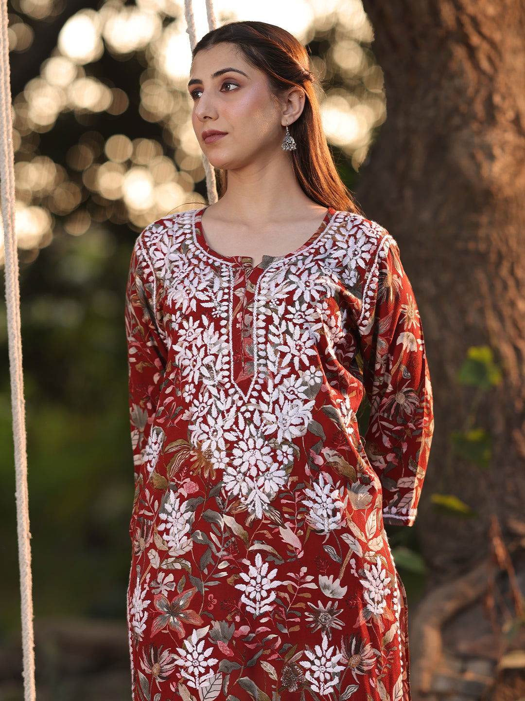 KANEEZ Chikankari Rayon Printed Kurta - KRI CHIKANKARI
