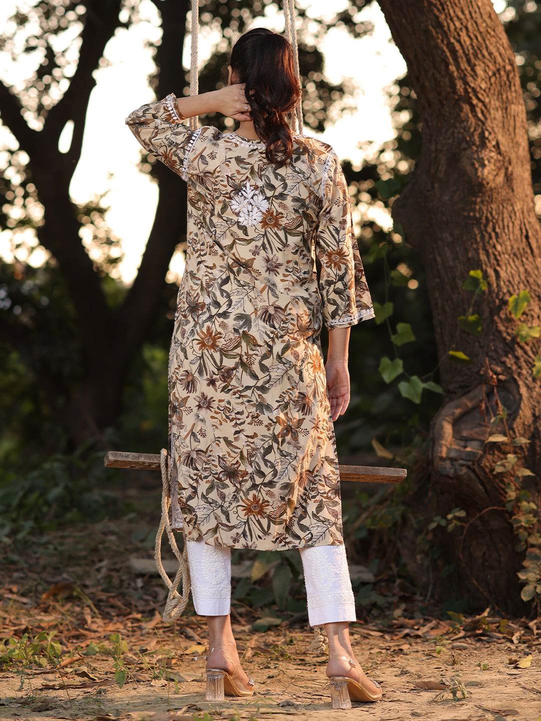 KANEEZ Chikankari Rayon Printed Kurta - KRI CHIKANKARI