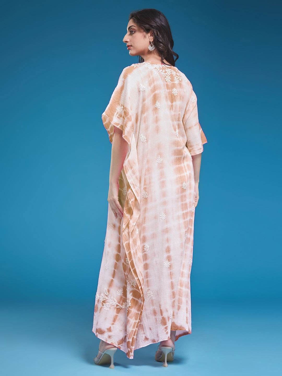 KAPAASI Chikankari Tie-Dye Kaftan - KRI CHIKANKARI