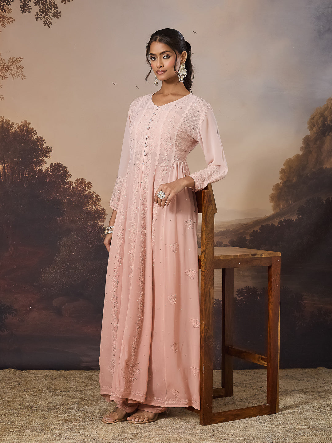 ZEBA CHIKANKARI GEORGETTE NUDE SHRUG