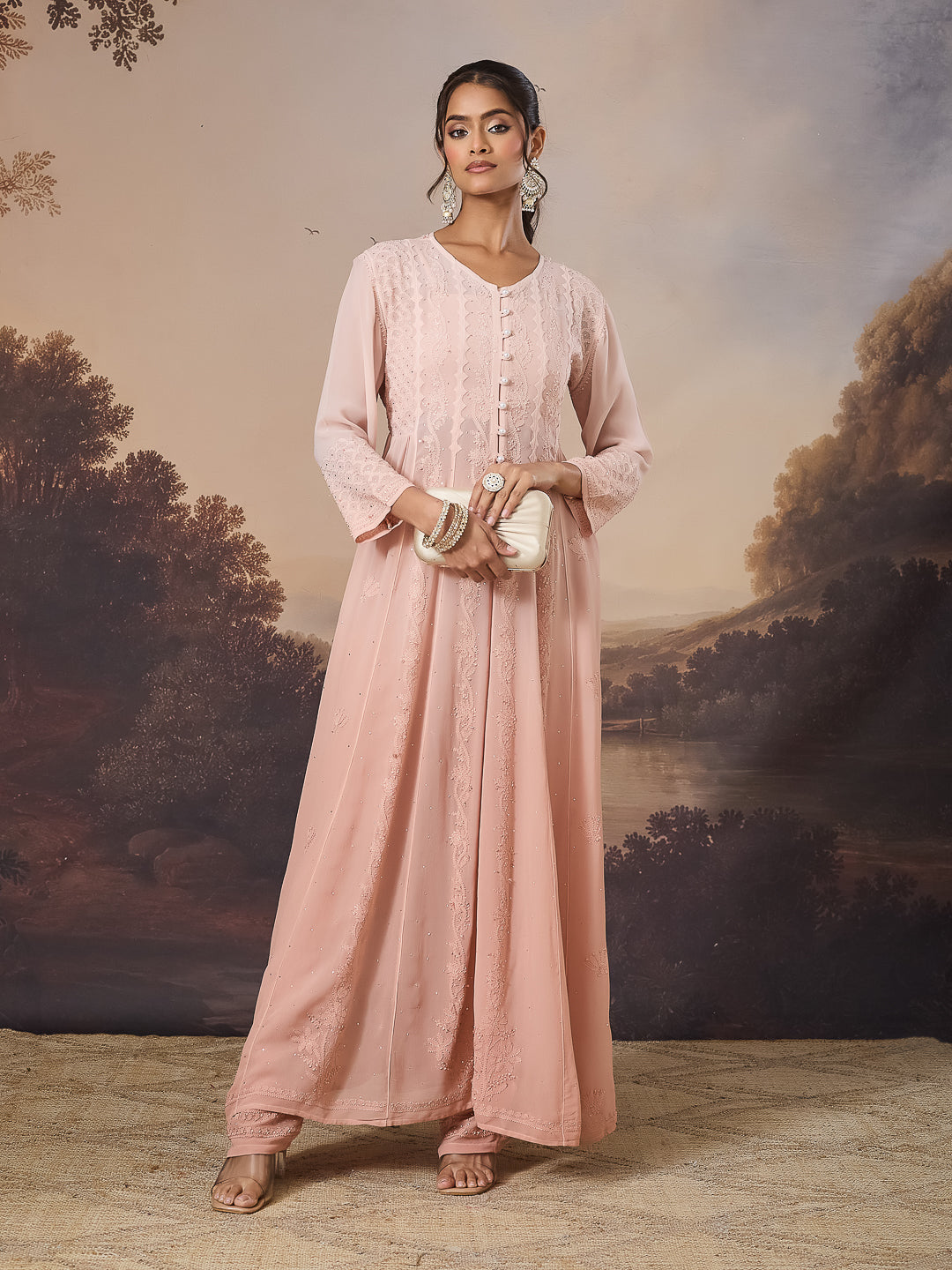 ZEBA CHIKANKARI GEORGETTE NUDE SHRUG