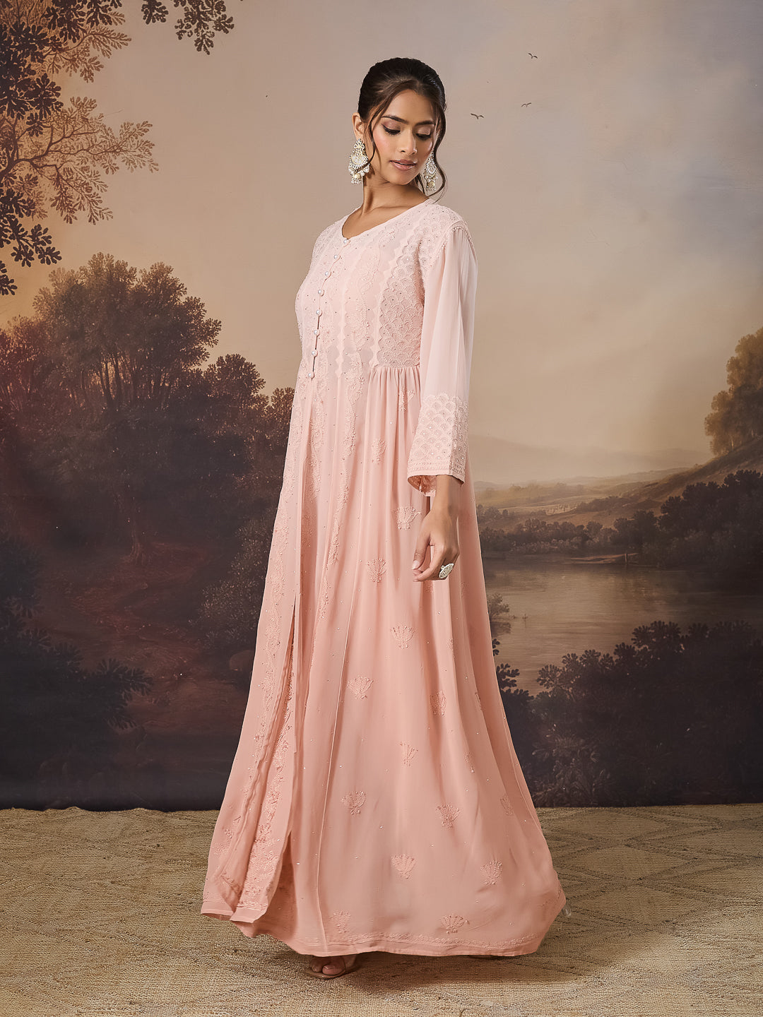 ZEBA CHIKANKARI GEORGETTE NUDE SHRUG
