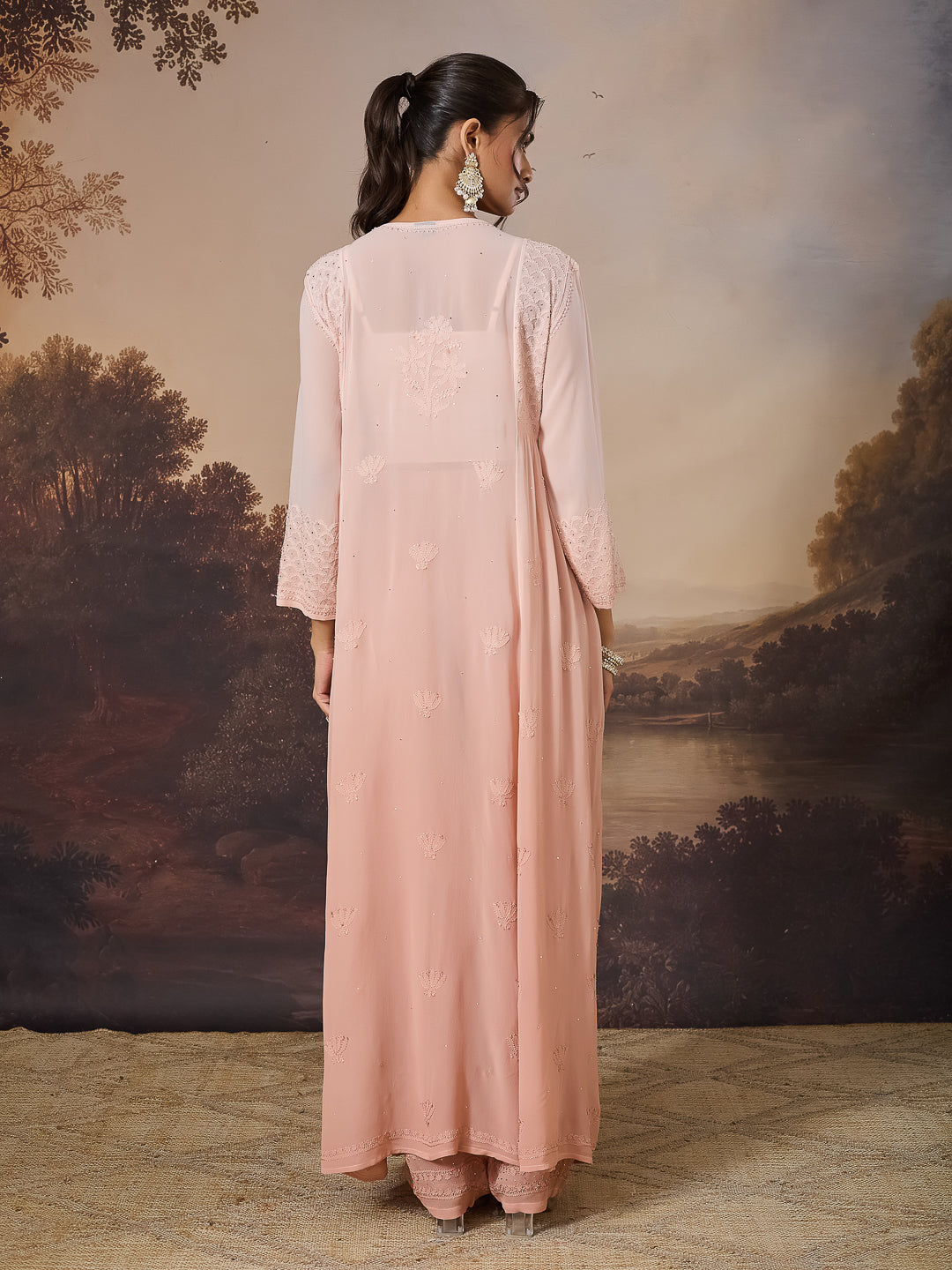 ZEBA CHIKANKARI GEORGETTE NUDE SHRUG