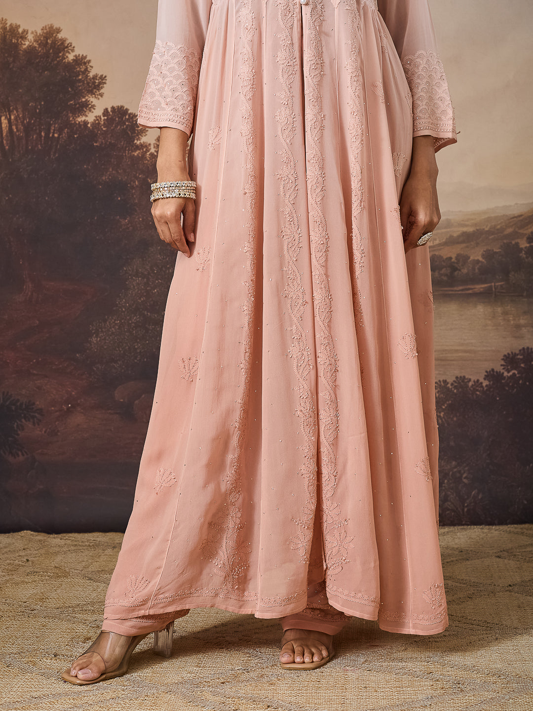 ZEBA CHIKANKARI GEORGETTE NUDE SHRUG
