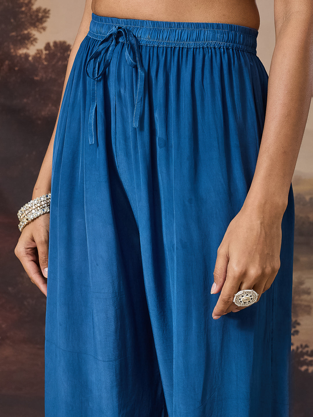 ZARQASH CHIKANKARI GEORGETTE BLUE KAFTAN SET