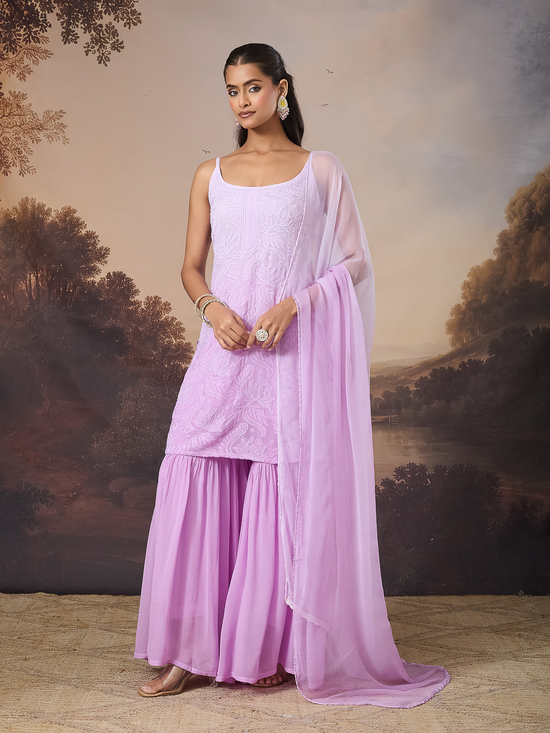 IRYA LILAC GEORGETTE SHARARA