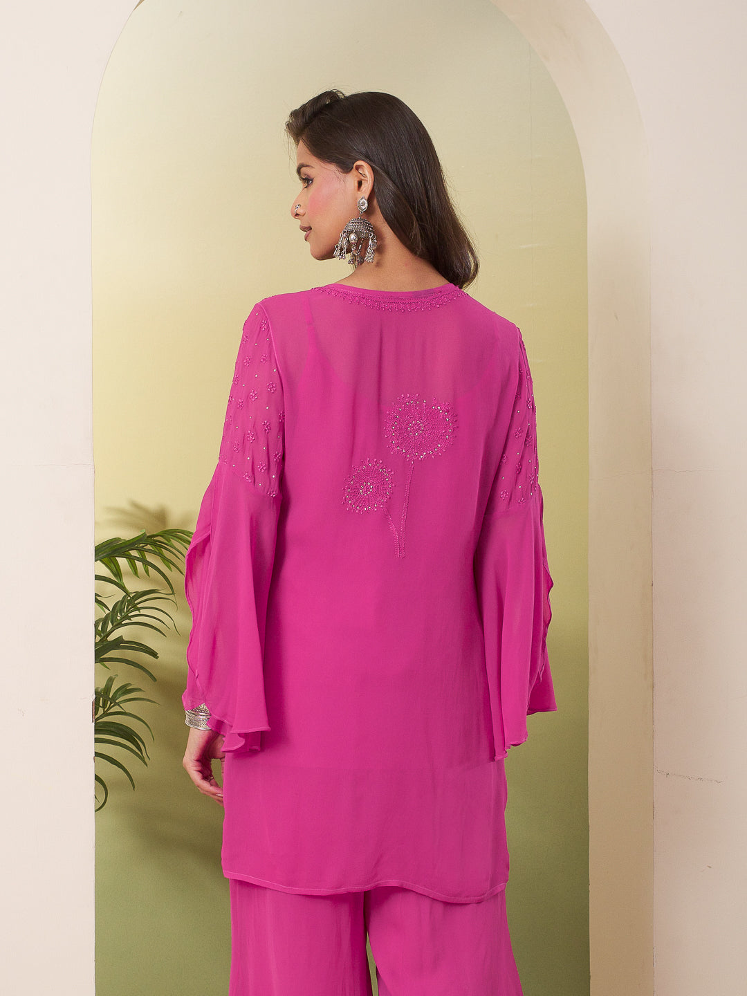 INAARA CHIKANKARI GEORGETTE PINK SET