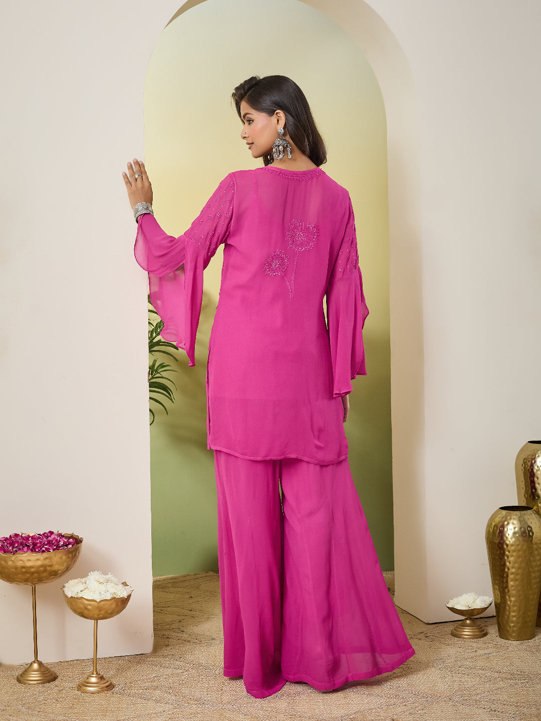 INAARA CHIKANKARI GEORGETTE PINK SET