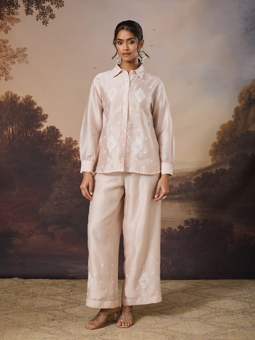 MIRAAL CHIKANKARI CHANDERI NUDE SHIRT