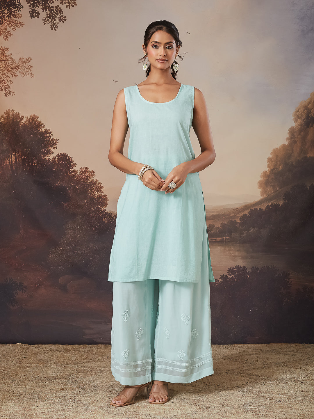 ARISHA CHIKANKARI GEORGETTE GREEN KURTA