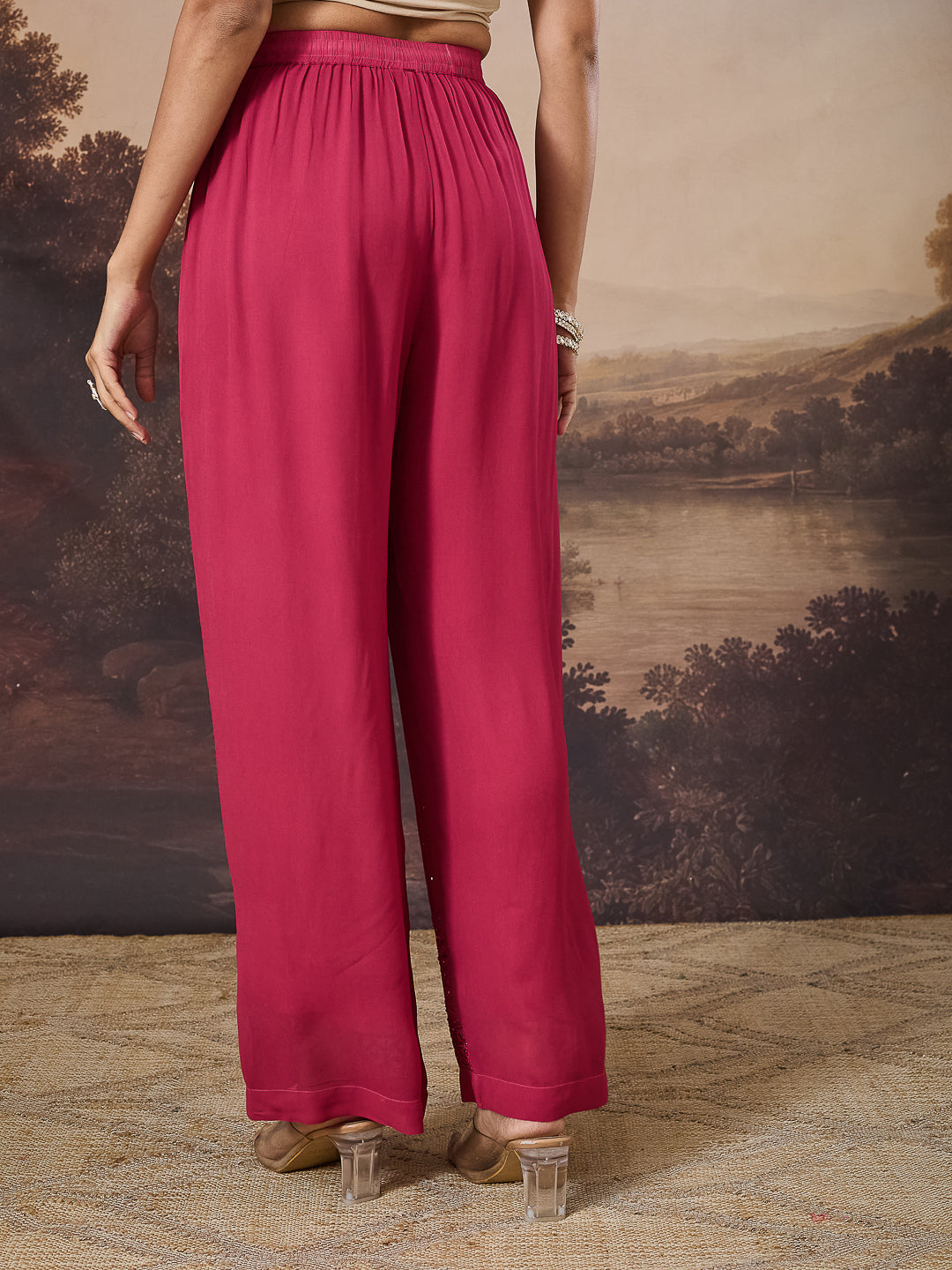 ZAREEN CHIKANKARI GEORGETTE PINK KURTA SET