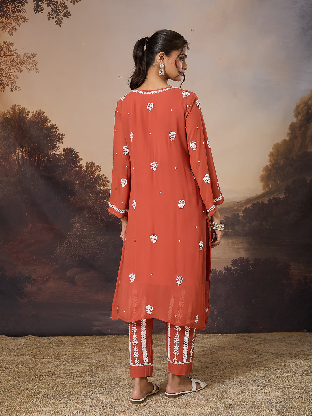 SHIRIN CHIKANKARI GEORGETTE RUST KURTA
