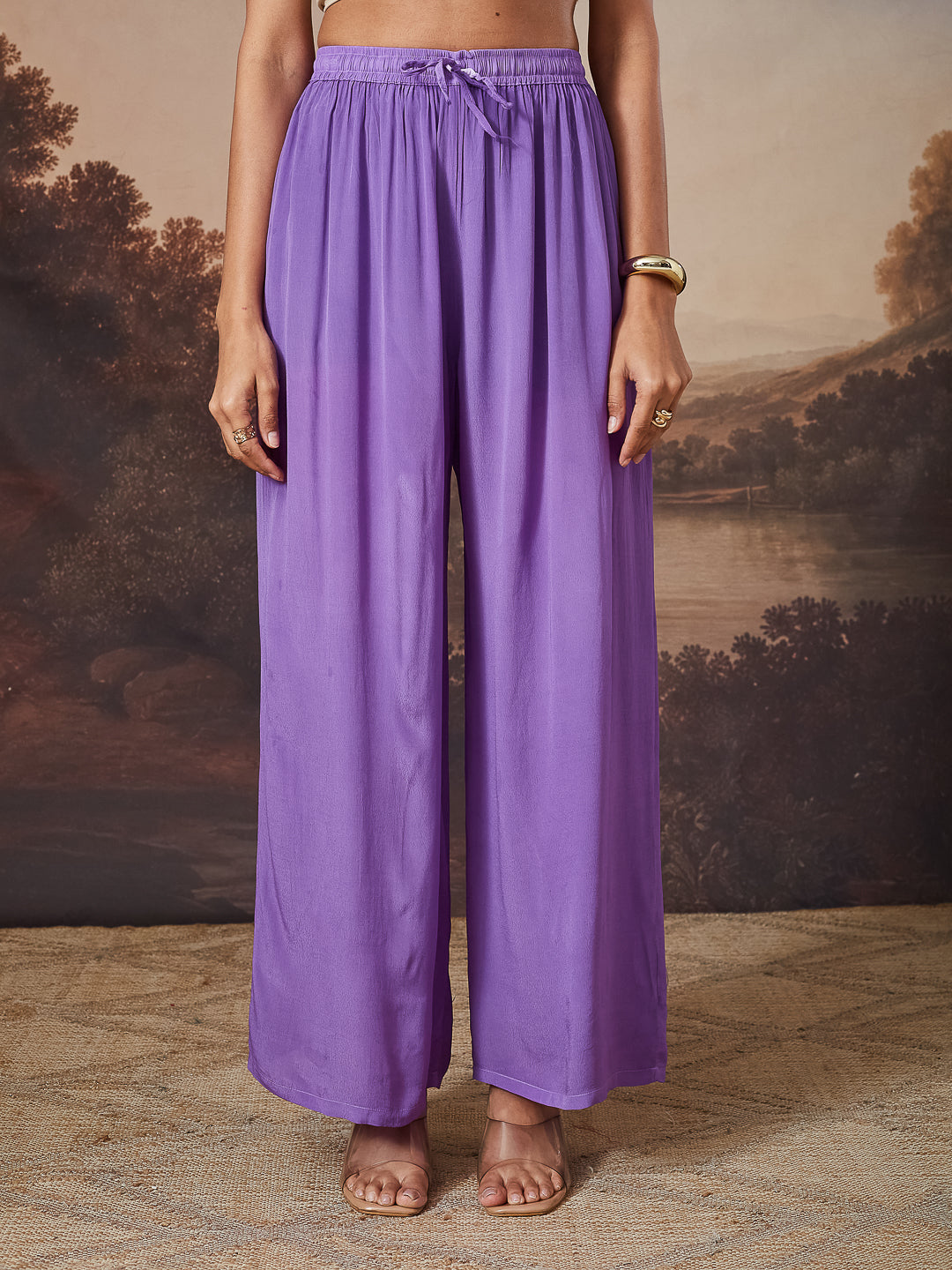 ANARA CHIKANKARI GEORGETTE PURPLE ANARKALI SET