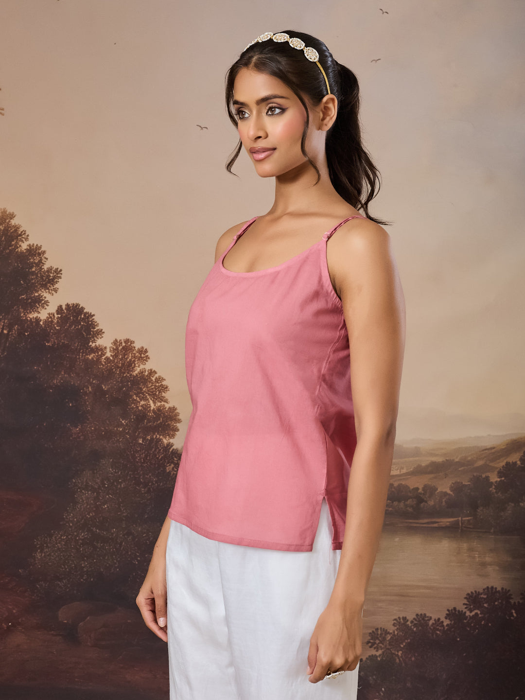 RIFA CHIKANKARI ORGANZA PEACH TOP