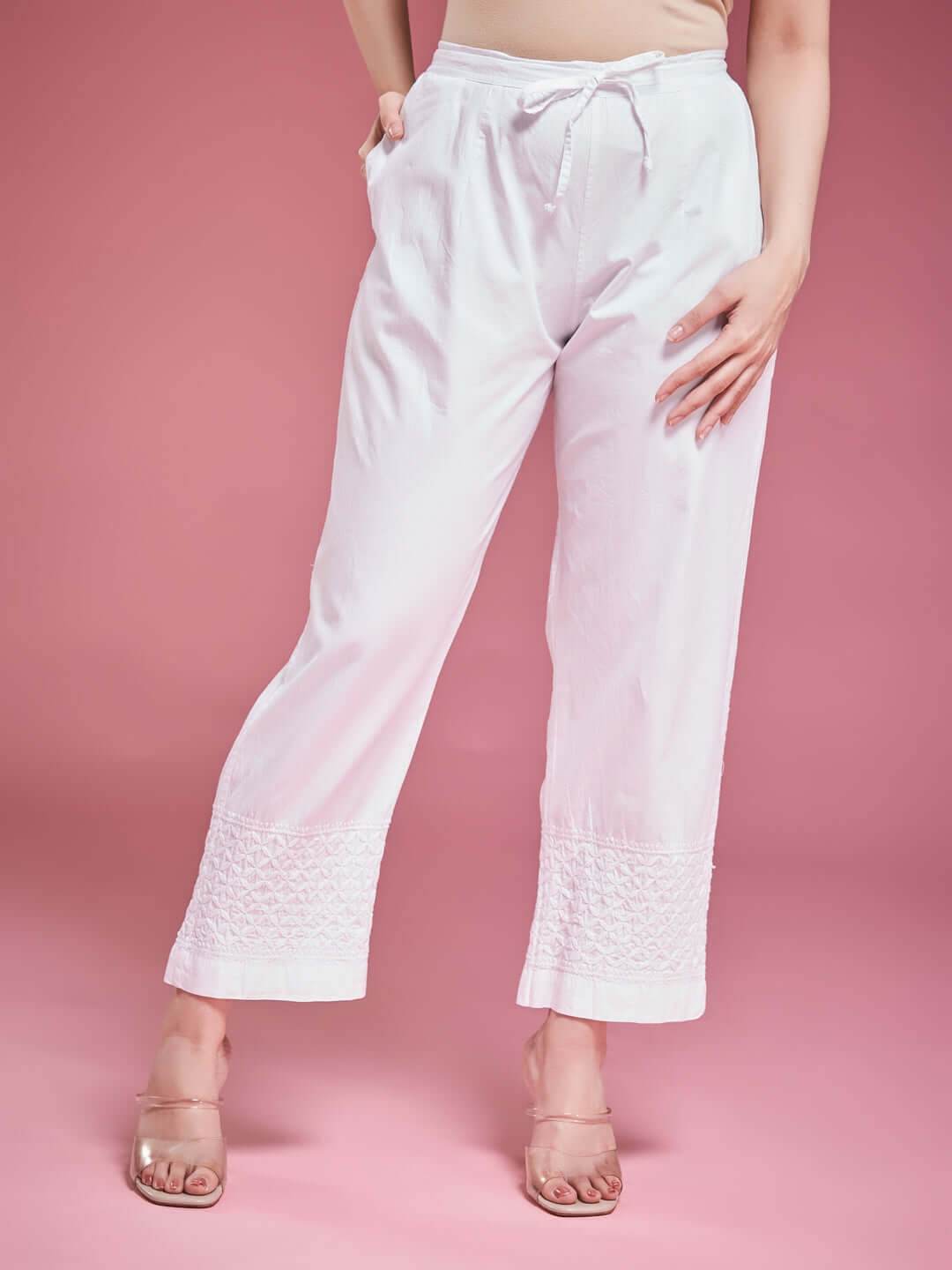 NARMA Chikankari Mul White Coord Set - KRI CHIKANKARI