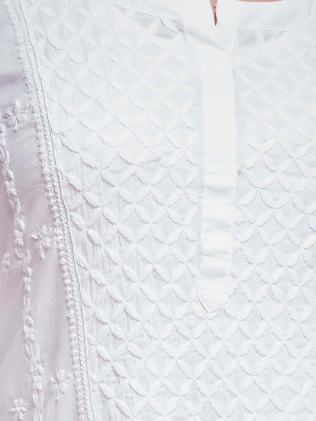 NARMA Chikankari Mul White Coord Set - KRI CHIKANKARI