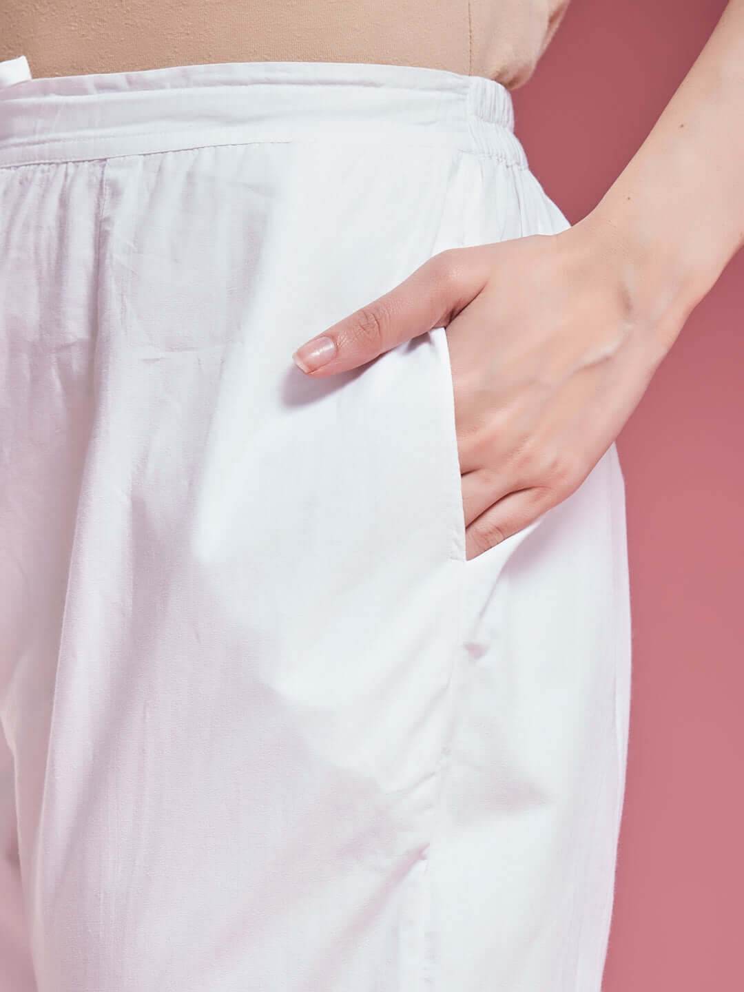 NARMA Chikankari Mul White Coord Set - KRI CHIKANKARI