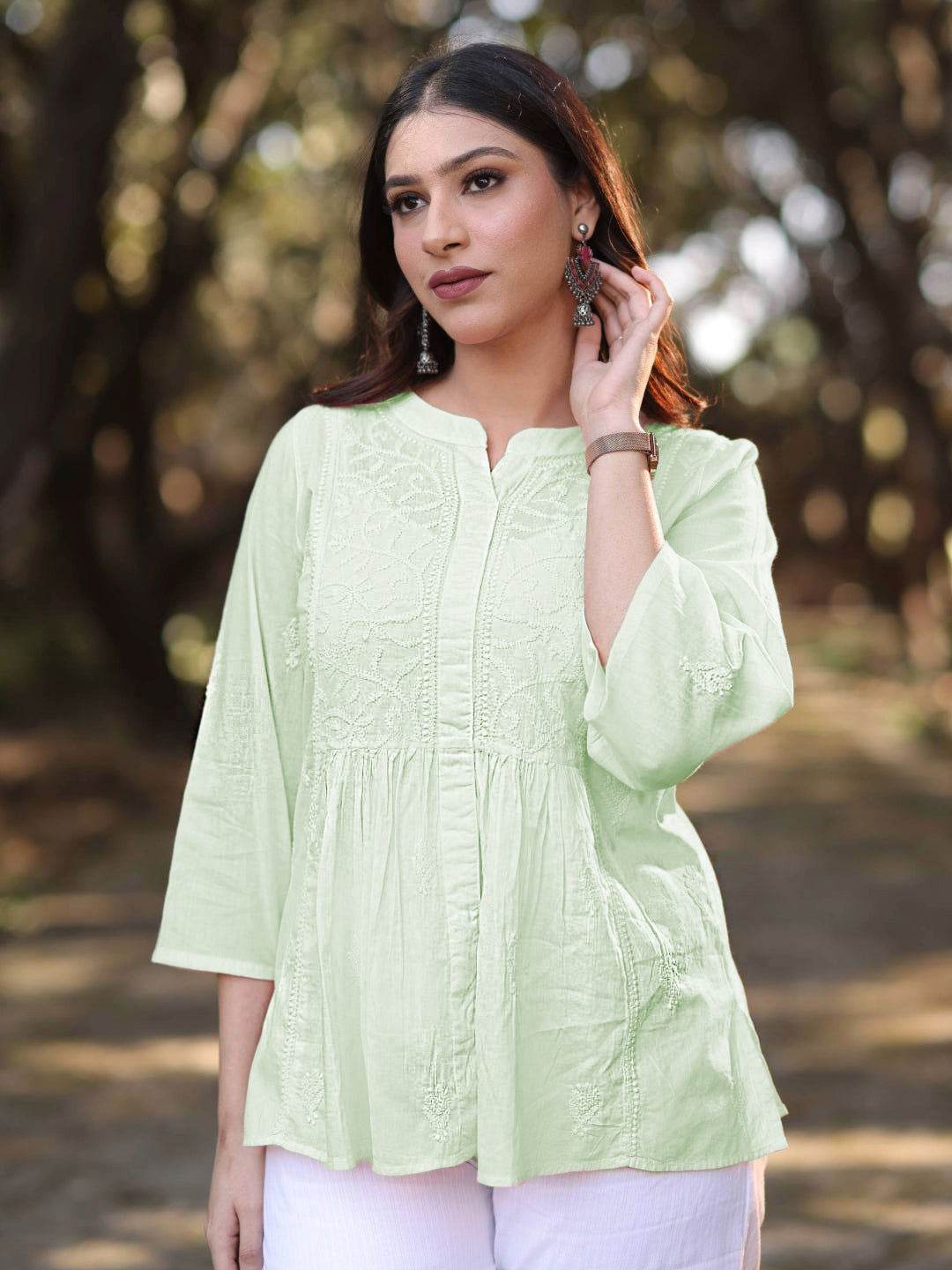 ZUBI Chikankari Mul Top - KRI CHIKANKARI