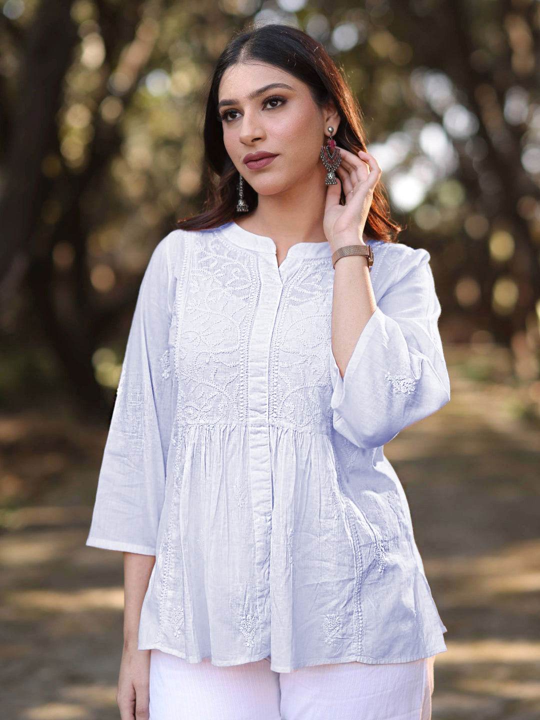 ZUBI Chikankari Mul Top - KRI CHIKANKARI