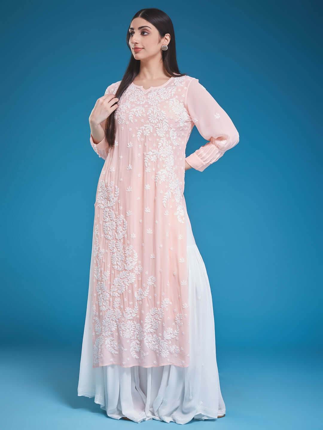 PANKHURI Chikankari Georgette Sharara - KRI CHIKANKARI