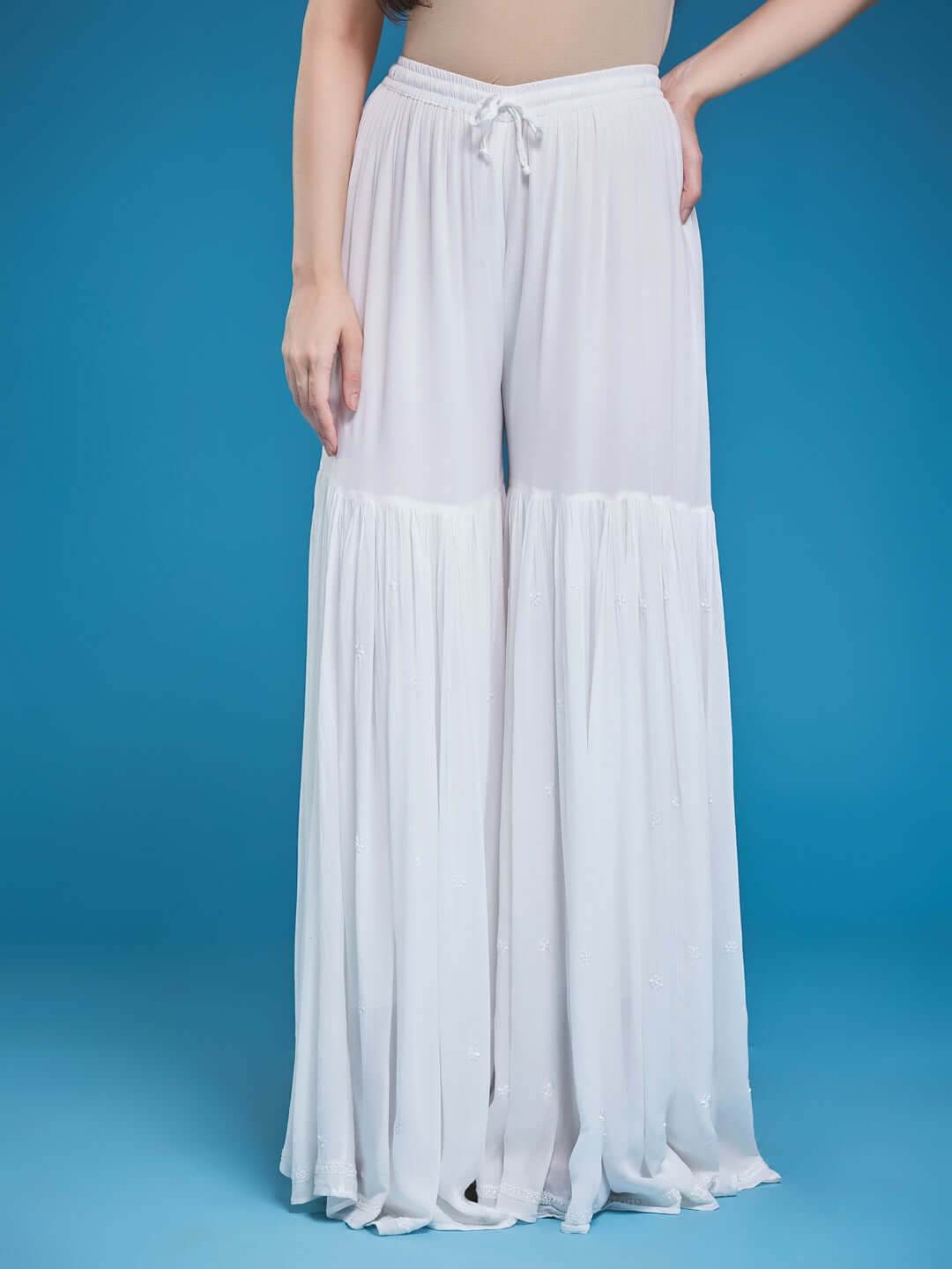 PANKHURI Chikankari Georgette Sharara - KRI CHIKANKARI