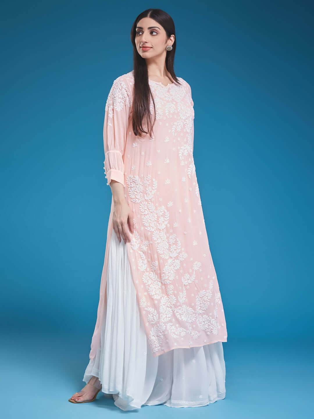 PANKHURI Chikankari Georgette Sharara - KRI CHIKANKARI