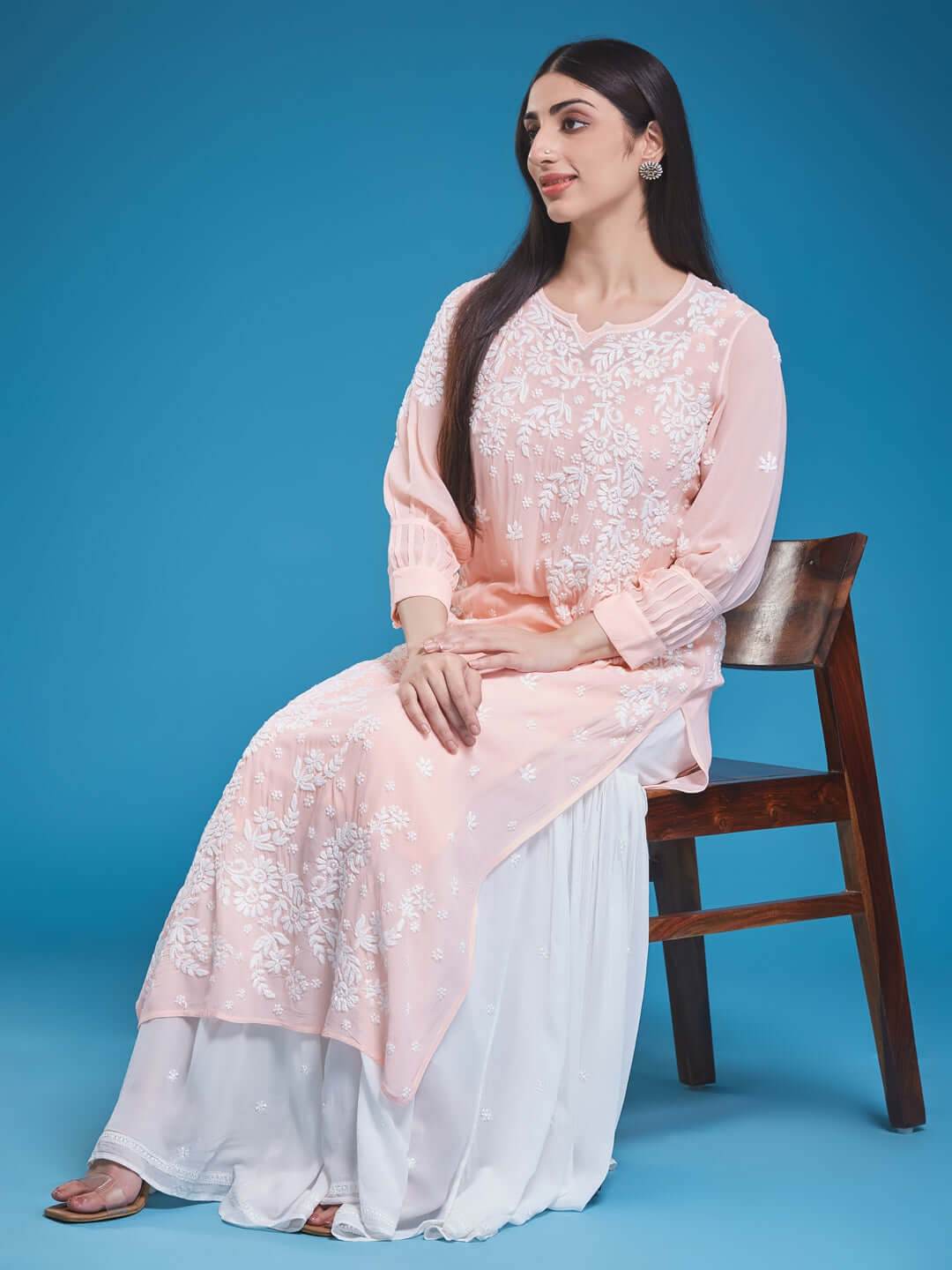 PANKHURI Chikankari Georgette Sharara - KRI CHIKANKARI