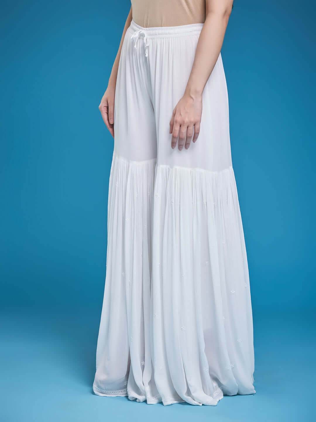 PANKHURI Chikankari Georgette Sharara - KRI CHIKANKARI