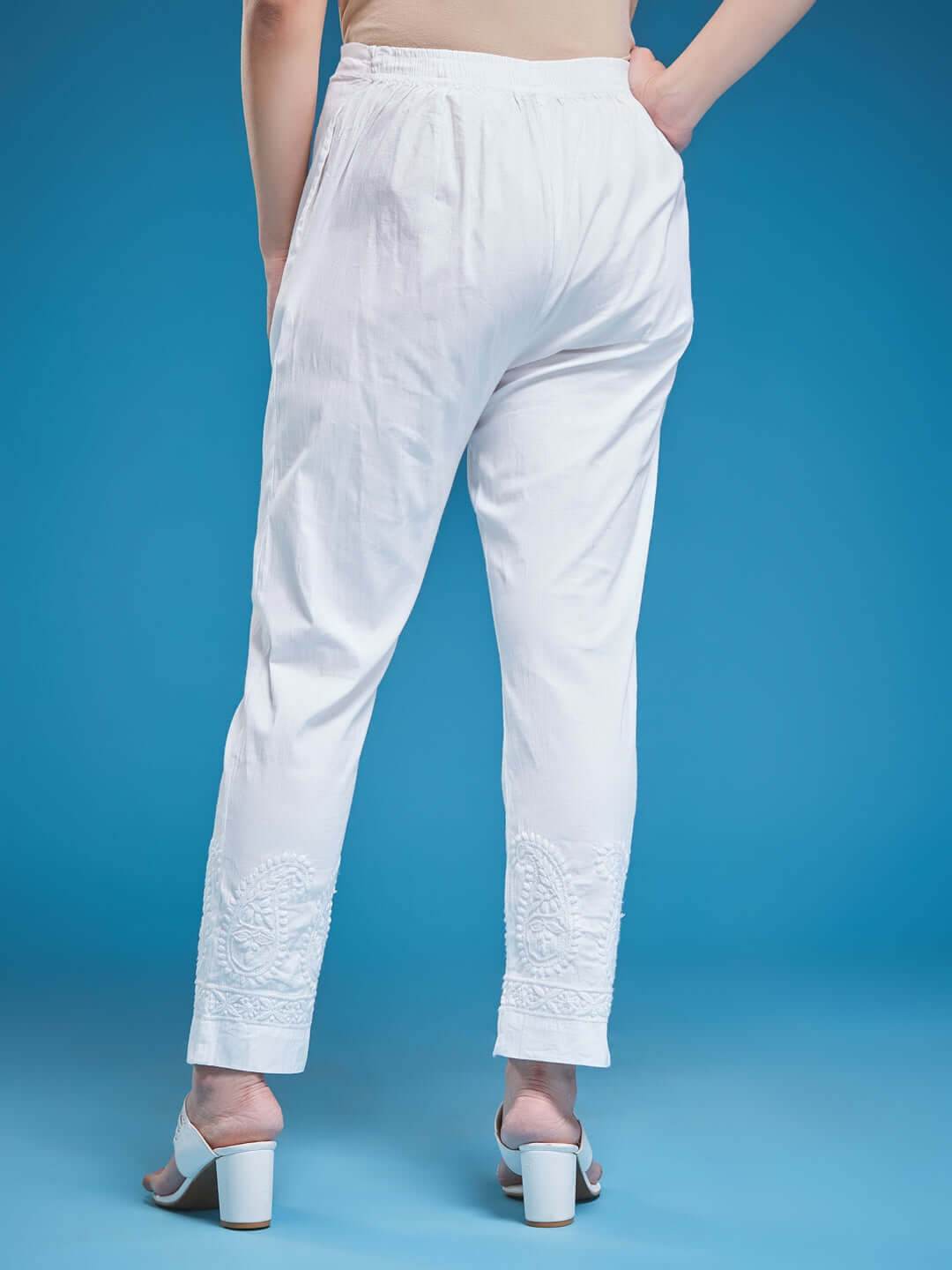 ROZINA Chikankari Lycra Pant - KRI CHIKANKARI