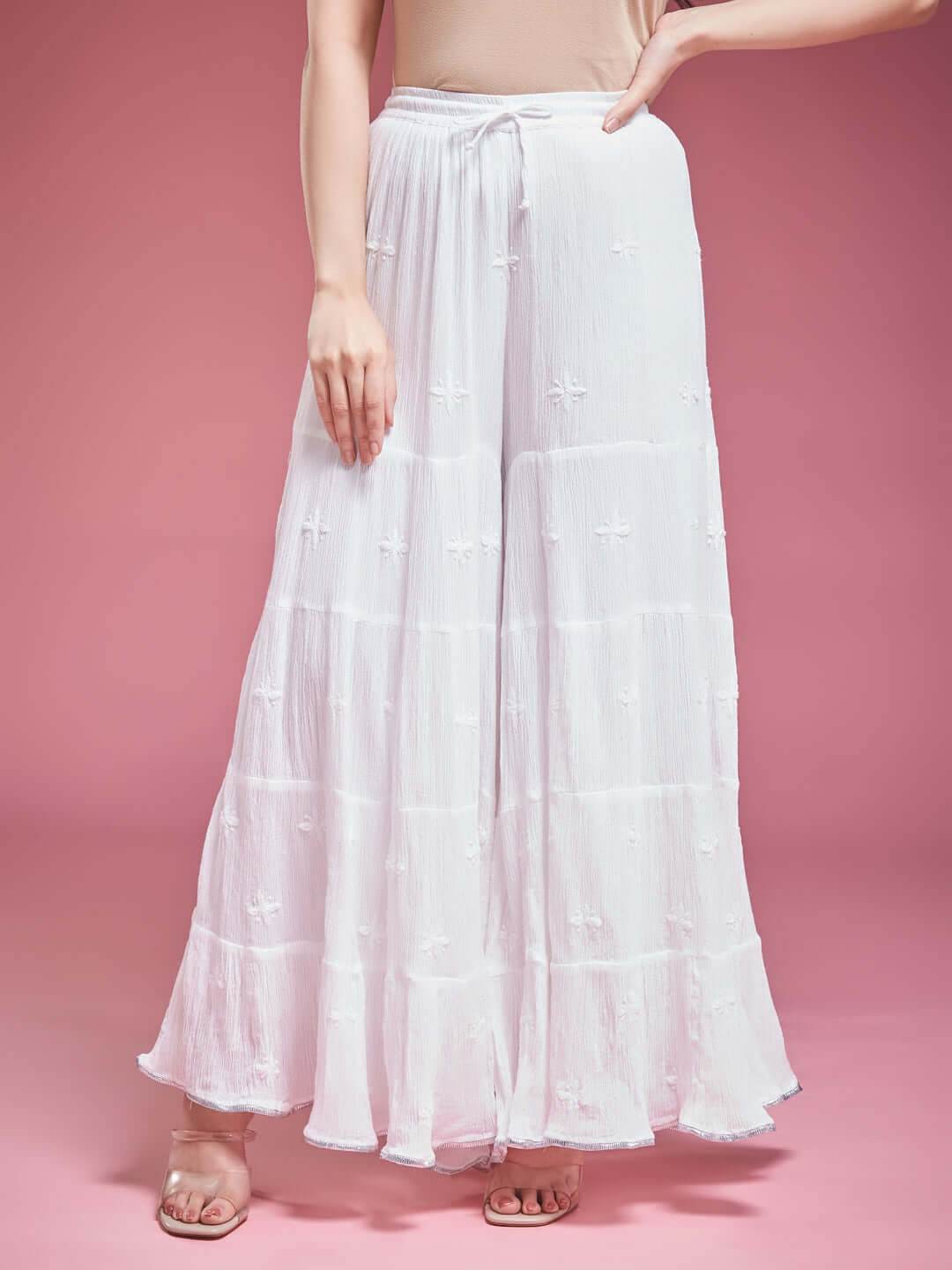 SAFINA Chikankari Crush Cotton Gharara - KRI CHIKANKARI