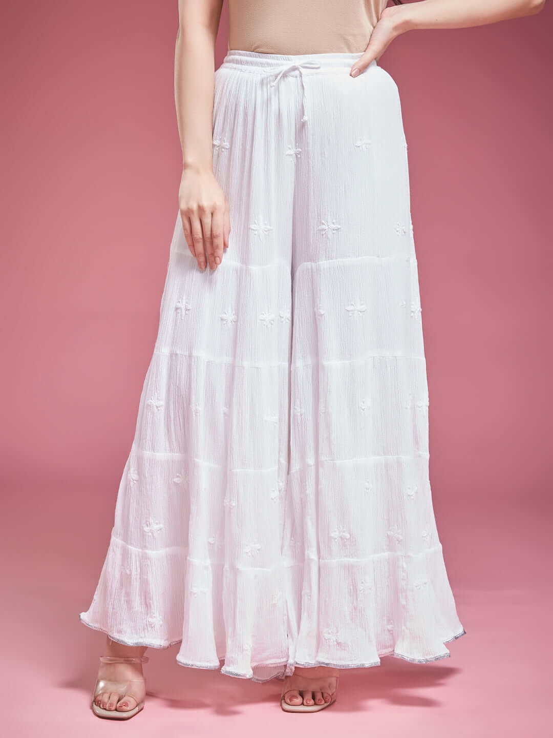 SAFINA Chikankari Crush Cotton Gharara