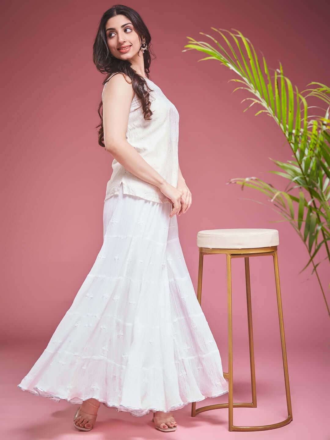 SAFINA Chikankari Crush Cotton Gharara - KRI CHIKANKARI