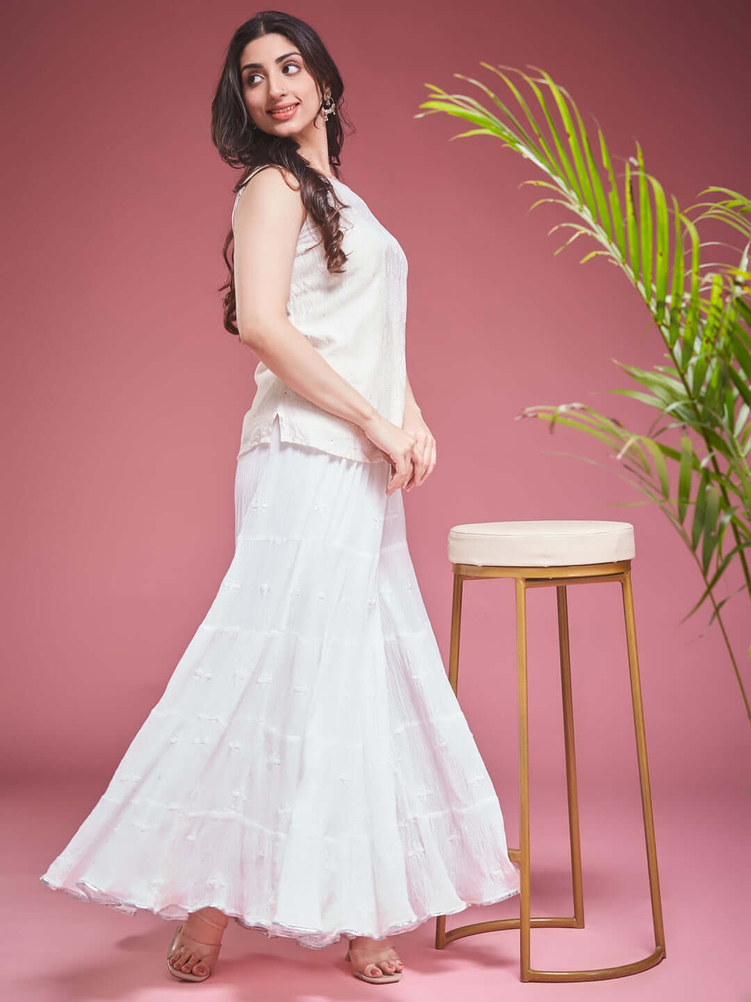 SAFINA Chikankari Crush Cotton Gharara