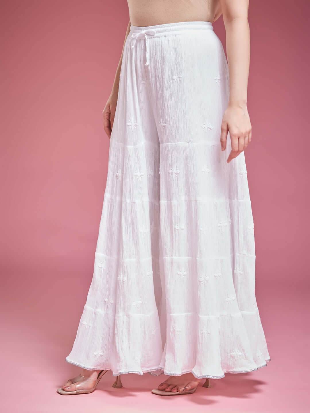 SAFINA Chikankari Crush Cotton Gharara - KRI CHIKANKARI