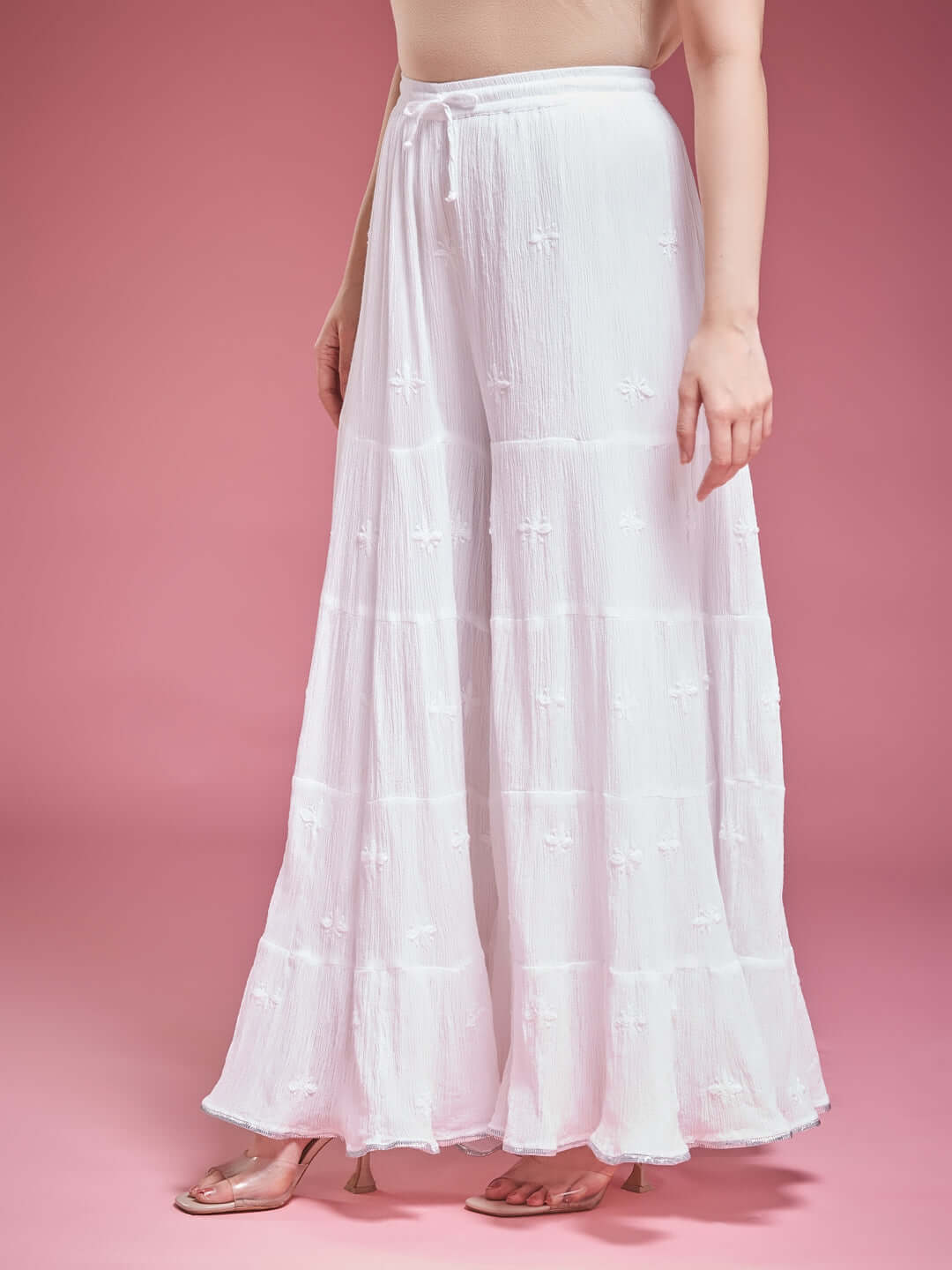 SAFINA Chikankari Crush Cotton Gharara