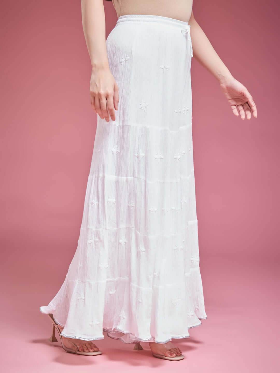 SAFINA Chikankari Crush Cotton Gharara - KRI CHIKANKARI