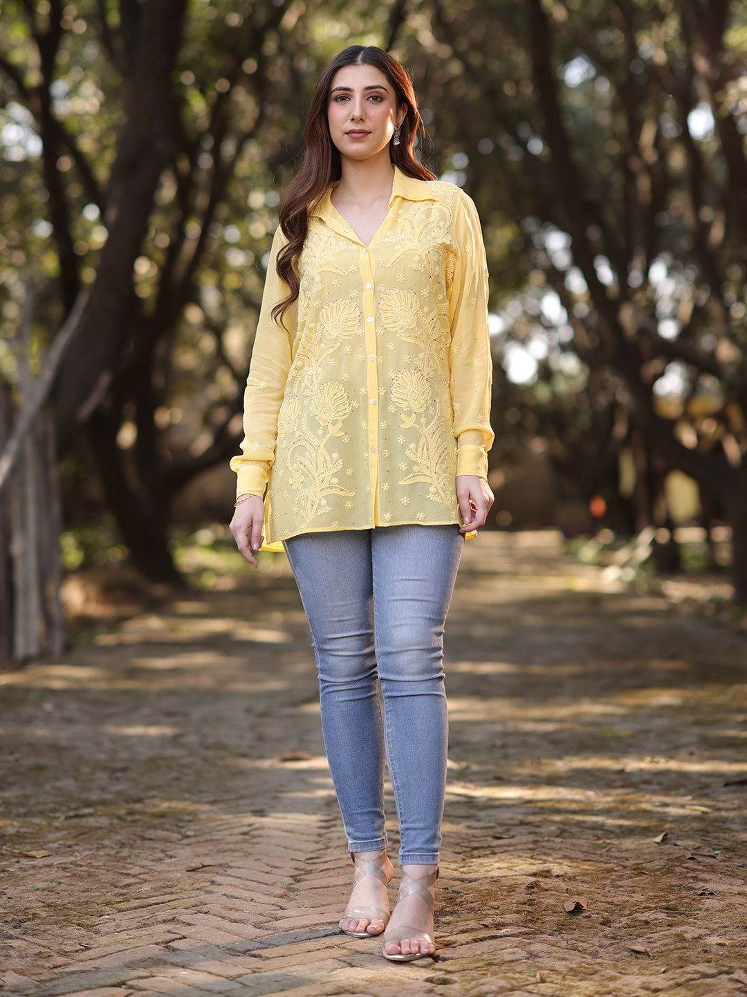SANIHA Chikankari Georgette Shirt - KRI CHIKANKARI