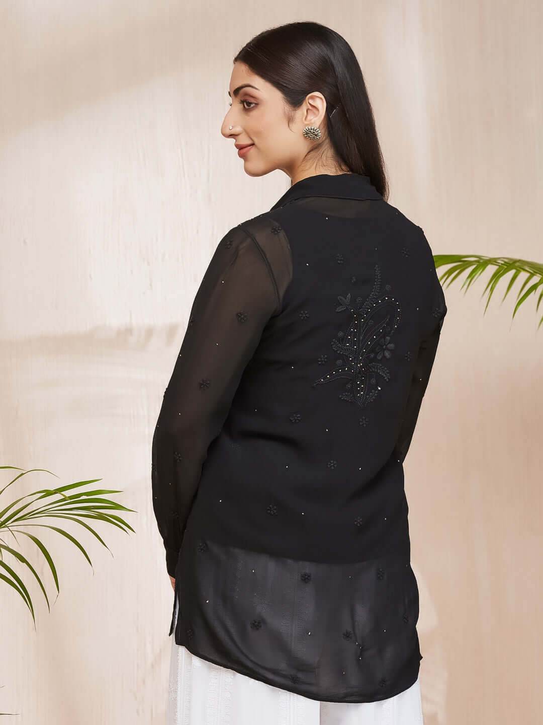 SANIHA Chikankari Georgette Shirt - KRI CHIKANKARI