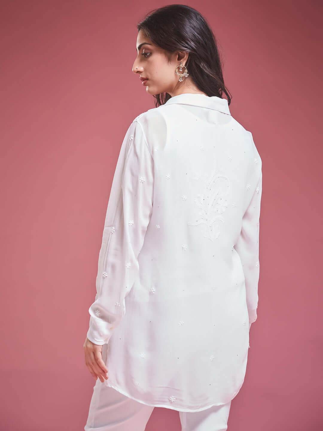 SANIHA Chikankari Georgette Shirt - KRI CHIKANKARI