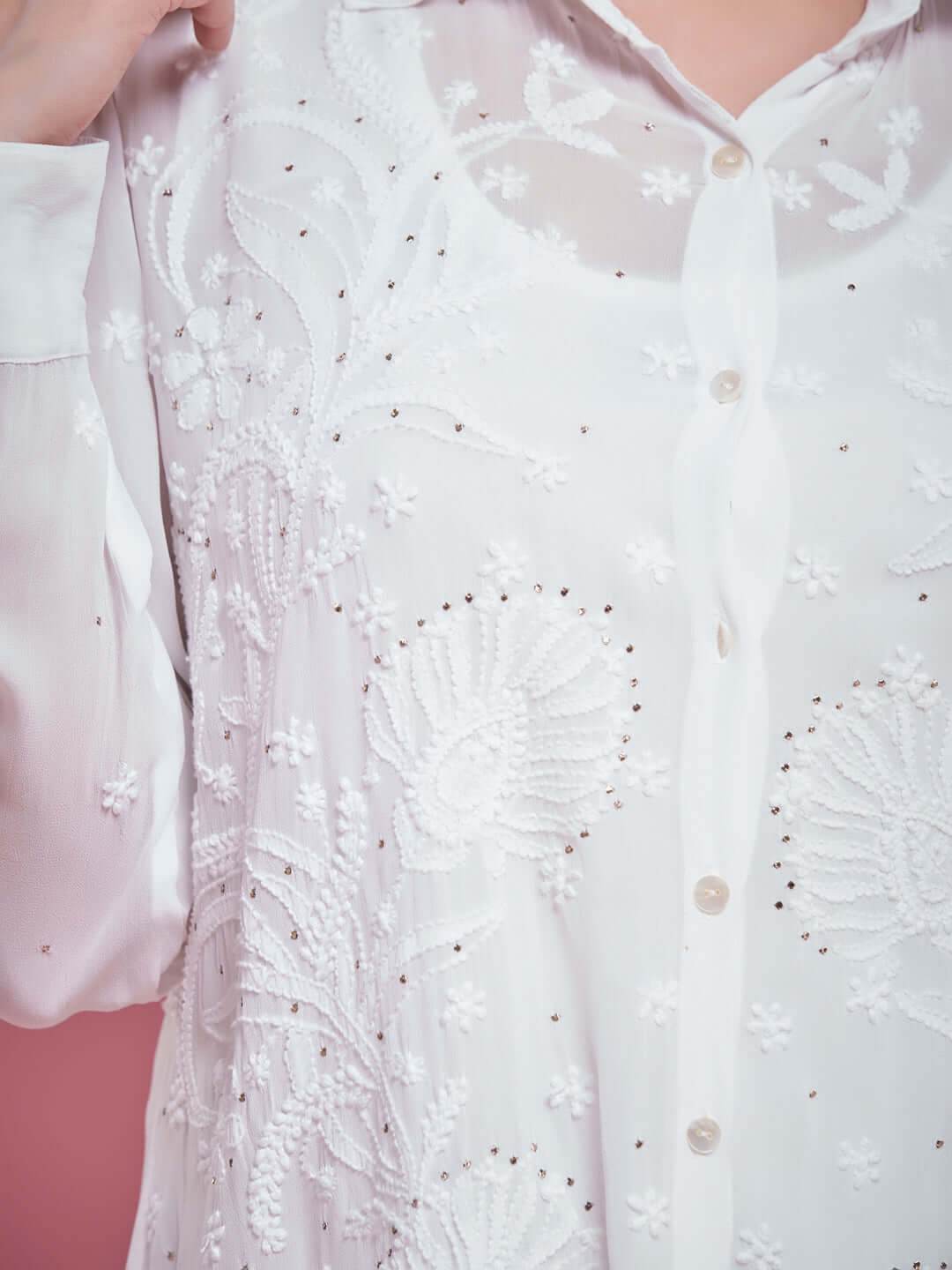 SANIHA Chikankari Georgette Shirt - KRI CHIKANKARI