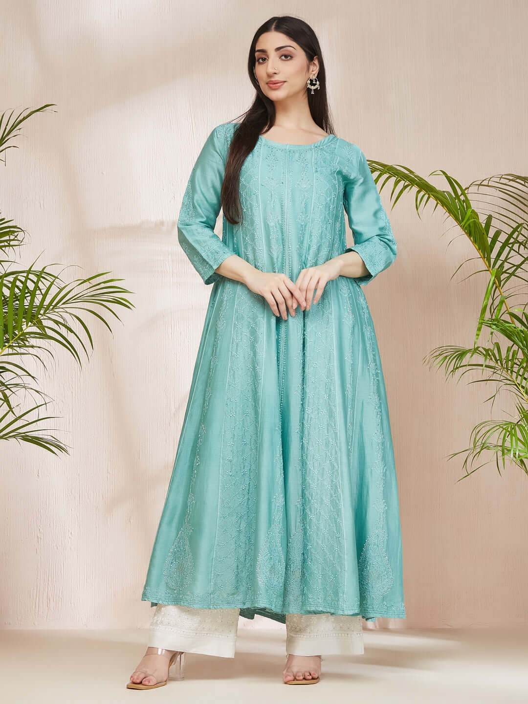 SHAMA-E-ROSHAN Chikankari Full Anarkali - KRI CHIKANKARI