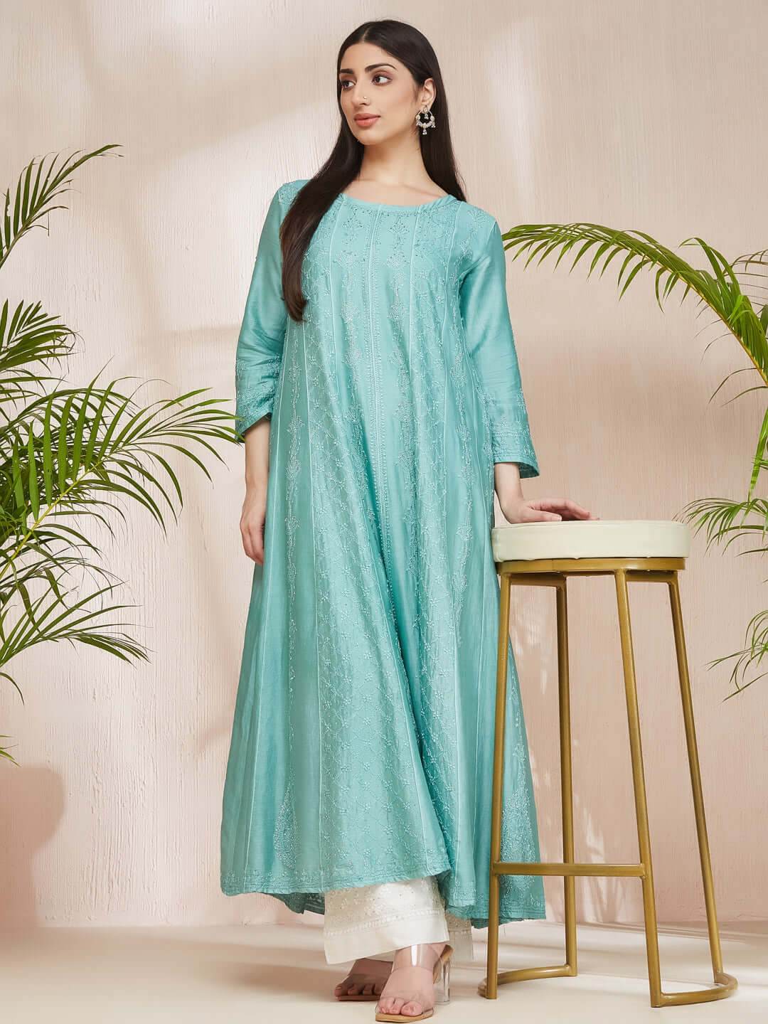 SHAMA-E-ROSHAN Chikankari Full Anarkali - KRI CHIKANKARI