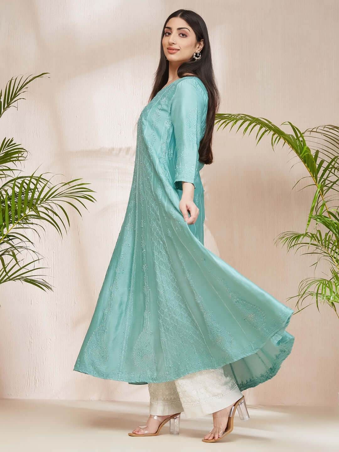 SHAMA-E-ROSHAN Chikankari Full Anarkali - KRI CHIKANKARI