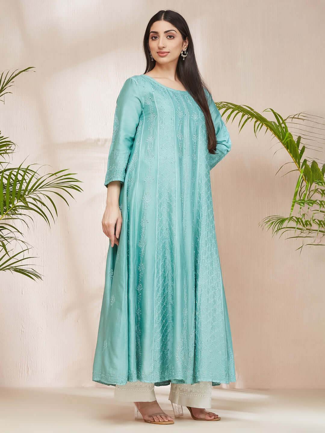 SHAMA-E-ROSHAN Chikankari Full Anarkali - KRI CHIKANKARI